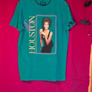 Lee Whitney Houston Graphic T-Shirt Mens Medium Teal Green Classic Fit Cotton